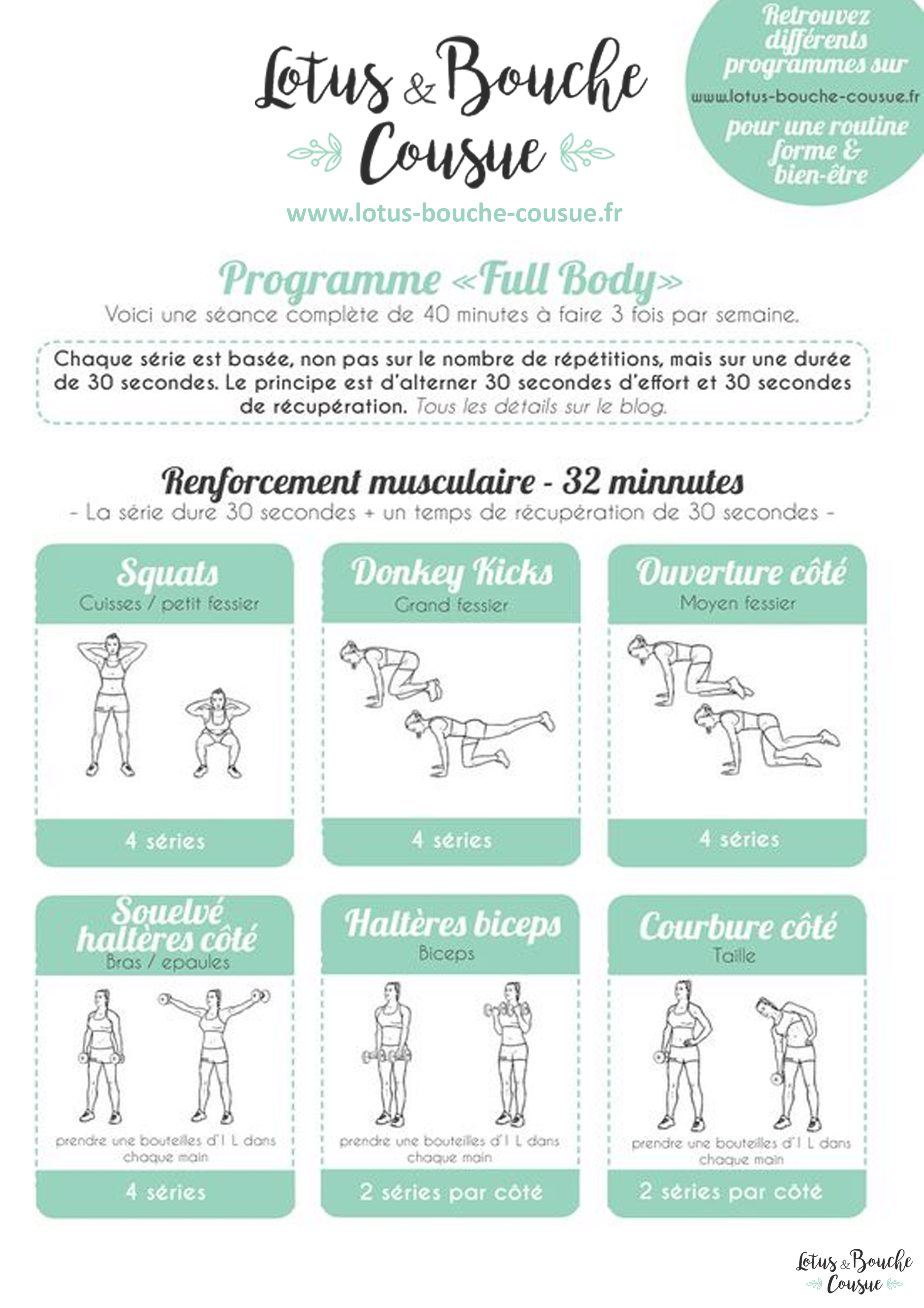 Programme fitness "Full Body" à la maison Lotus & Bouche Cousue